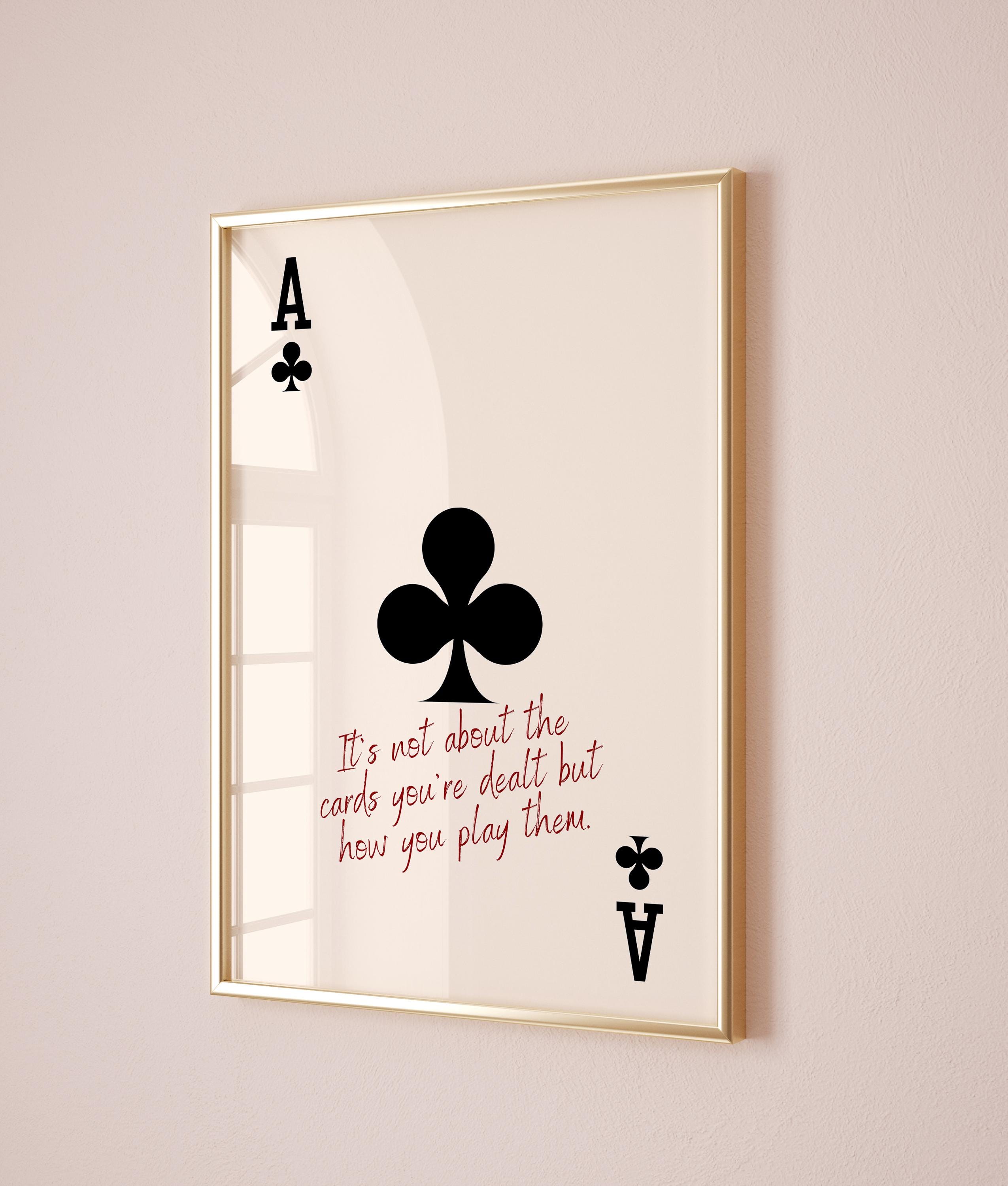Club aas print, retro speelkaart kunst aan de muur, trendy schoppen aas  kunst, inspirerende citaat poster, beige decor aas kaart, decor  meisjesslaapzaal - Etsy België, image size:2550x3000