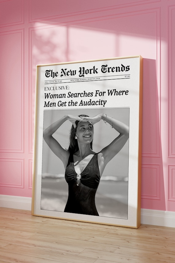 Trendy Newspaper Print, New York Times Wall Art, Hot Girl Magazine