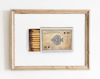 Feelin Lucky Ace of Spades Retro Matchbox Print, Trendy Wall Art