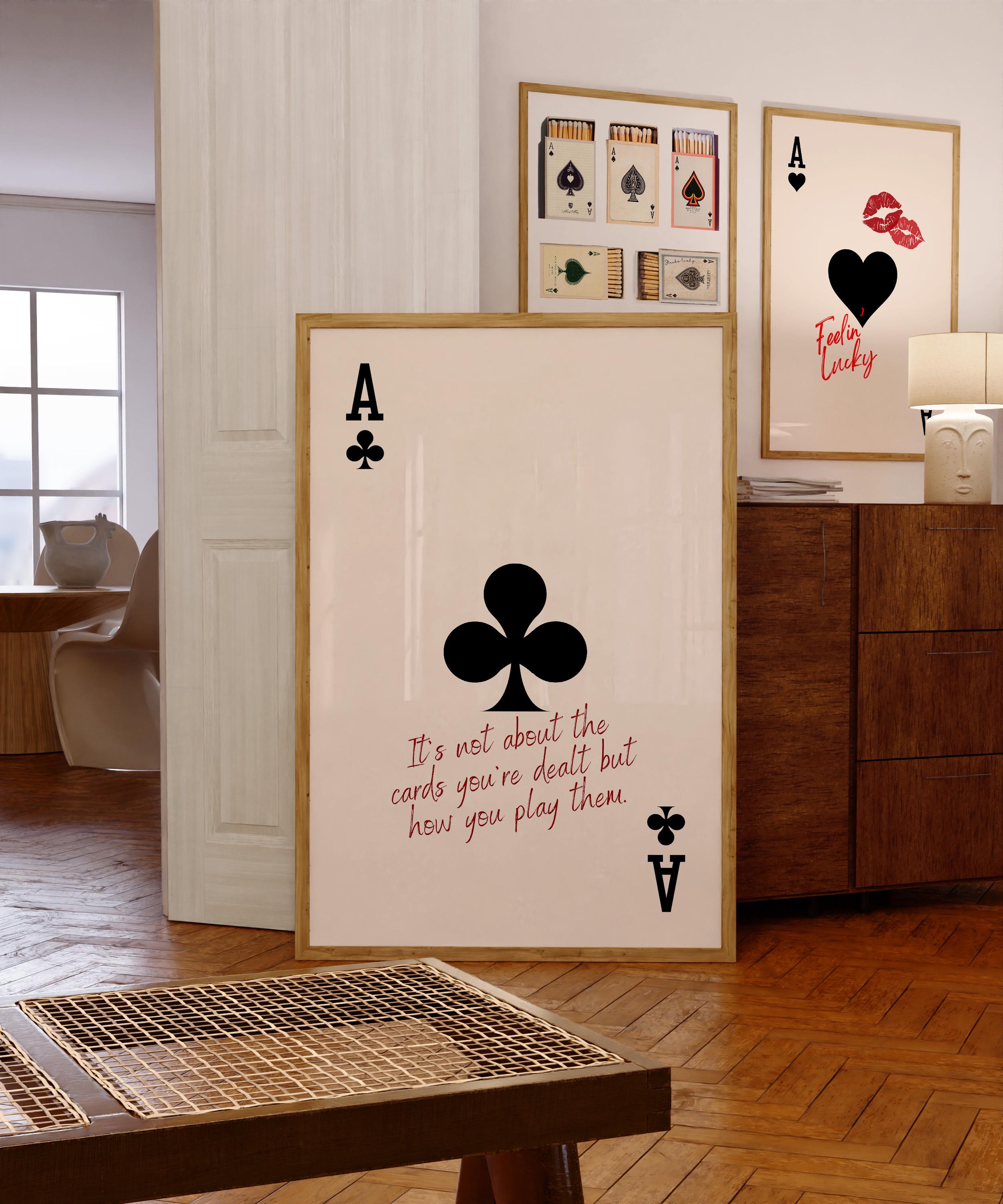 Club aas print, retro speelkaart kunst aan de muur, trendy schoppen aas  kunst, inspirerende citaat poster, beige decor aas kaart, decor  meisjesslaapzaal - Etsy België, image size:2500x3000