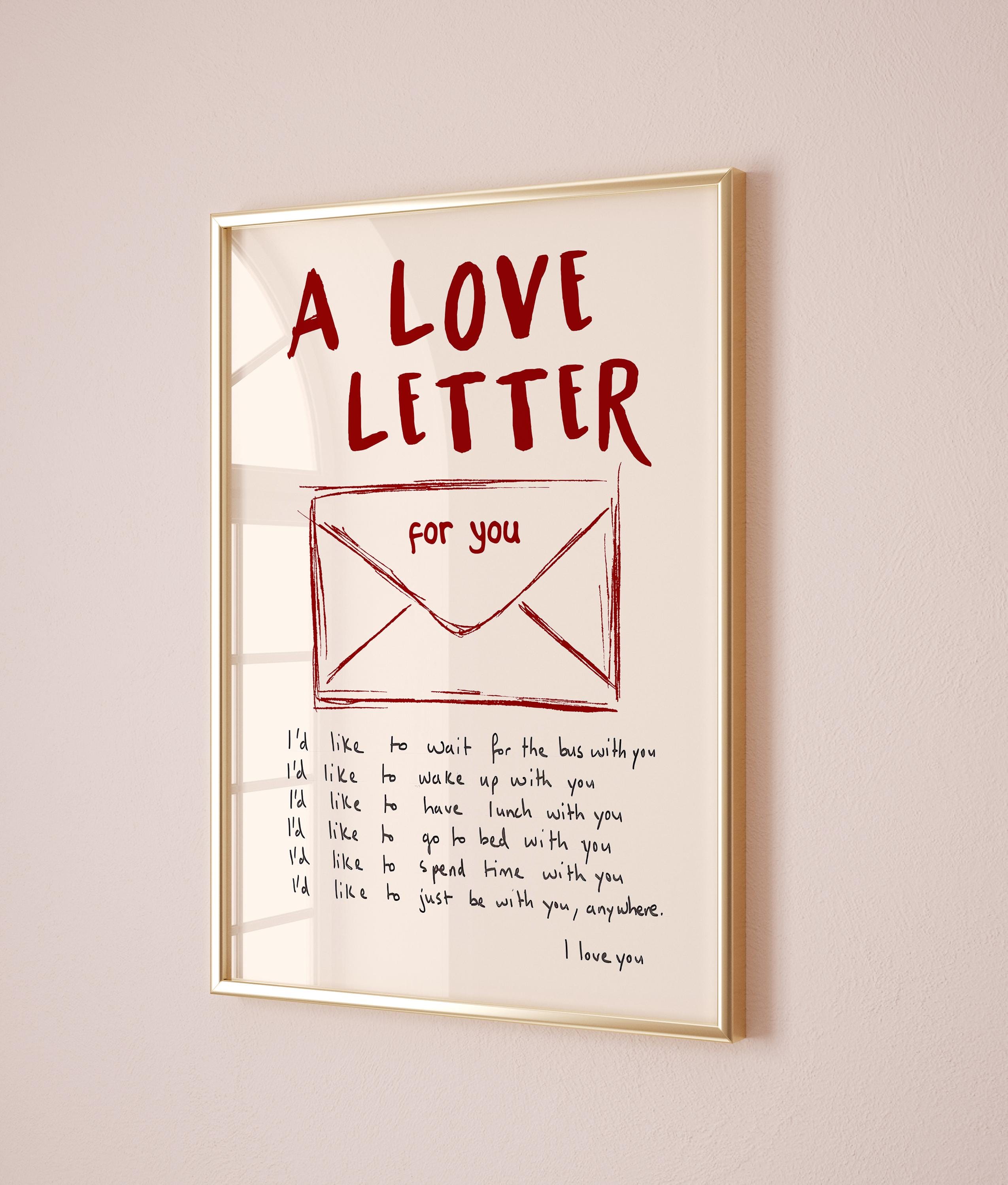 A Love Letter Print, Aesthetic Wall Art, Mid Century Gift for