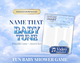 Name That Baby Tune Game | Baby Shower Music Quiz (Blue Theme) (Digital Download)