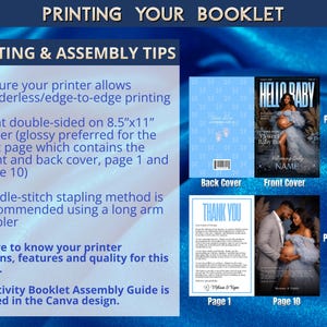 Editable Baby Shower Magazine Cover Game Activity Booklet, Blue Theme, Printable Canva Download image 6