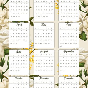 Beige green floral calendar 2024