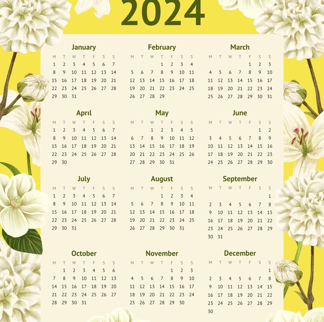 2025 Digital Calendar Spring Flowering Etsy