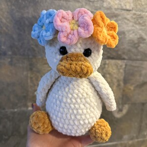 CROCHET PATTERN Duck. Ducking with flowers. Amigurumi. Plush toy. Crochet toy. English PDF instructions with 40 photos of the process zdjęcie 6