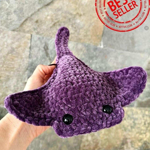 CROCHET PATTERN Stingray. Ray. Pacific disc ray. PDF pattern. Amigurumi. No sew. English instructions with photos. Size 22x28cm/8,9x11 inch