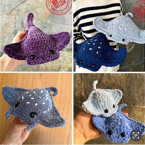 4in1 NO SEW crochet patterns. Stingray. 4 different toys. Very detailed English PDF instructions. Amigurumi. Plush toys. Stuffed toys