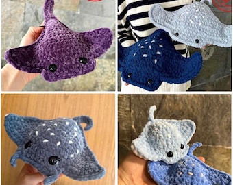 4-in-1. CROCHET PATTERN "Stingray". 4 English PDF patterns. Amigurumi toy. Plushies. Stuffed animals. No-sew.
