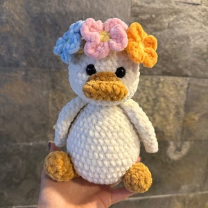 CROCHET PATTERN Duck. Ducking with flowers. Amigurumi. Plush toy. Crochet toy. English PDF instructions with 40 photos of the process zdjęcie 3