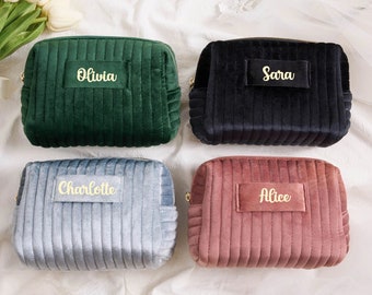 Personalized SolistiiC Velvet Makeup Bag Luxury for Her, Perfect for Travel, Weddings, and Special Occasions