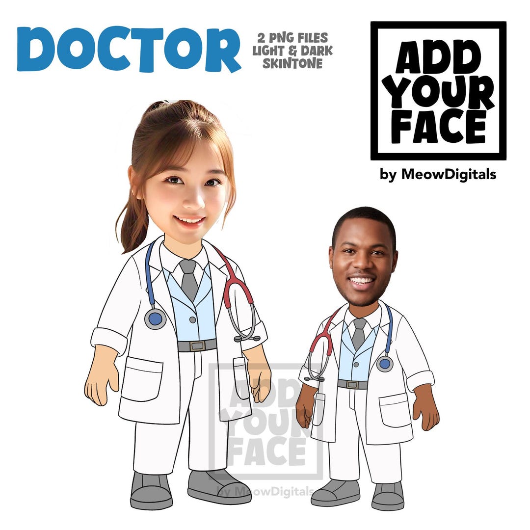 Custom Doctor PNG Clipart: Add Your Face, Medical Gift (digital ...