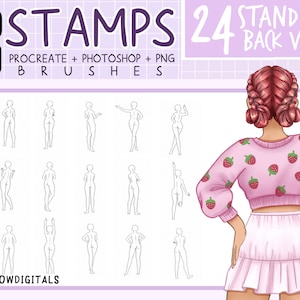 Female Anatomy Poses: Back View Stamps for Procreate & Photoshop (Digital Download)