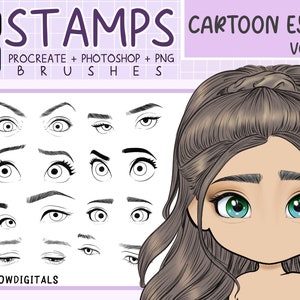 Procreate Brush, Photoshop Brushes, CARTOON EYES Brush, Anatomy, Eye Sketch, Guide for Drawing, Character Figure, Procreate Brushes,