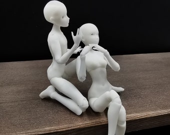 A pair of jointed mini dolls. Girl+boy, BJD size 1/12, Miniature doll 1/12 dollhouse, Jointed Doll 1/24, 1/12, 1/8, 1/6, 1/4