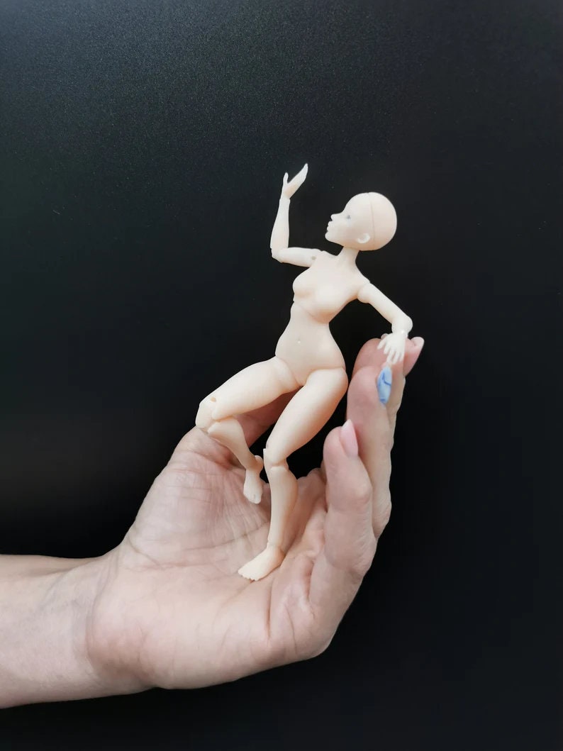 Mini doll, curvy girl. BJD doll 1/12.  Miniature doll 1/12 dollhouse, Jointed Doll 1/24, 1/16, 1/12, 1/8, 1/6, 1/4 BJD doll