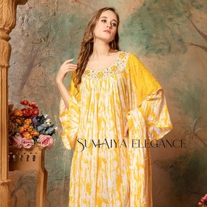 Oversized Cotton Kaftan Dress, Ankle Length Boho, Puff Sleeve Lounge Dress, Plus Size Cotton Maxi Dress, Modest Resort Wear, Summer Cover Up