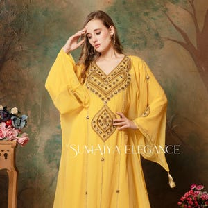 Arisha Takchita Moroccan Caftan Arabic Abaya Kaftan Dubai Fancy Hand Beaded Party Wear Wedding Long Gown Stylish Dress Comes Scarf for Women