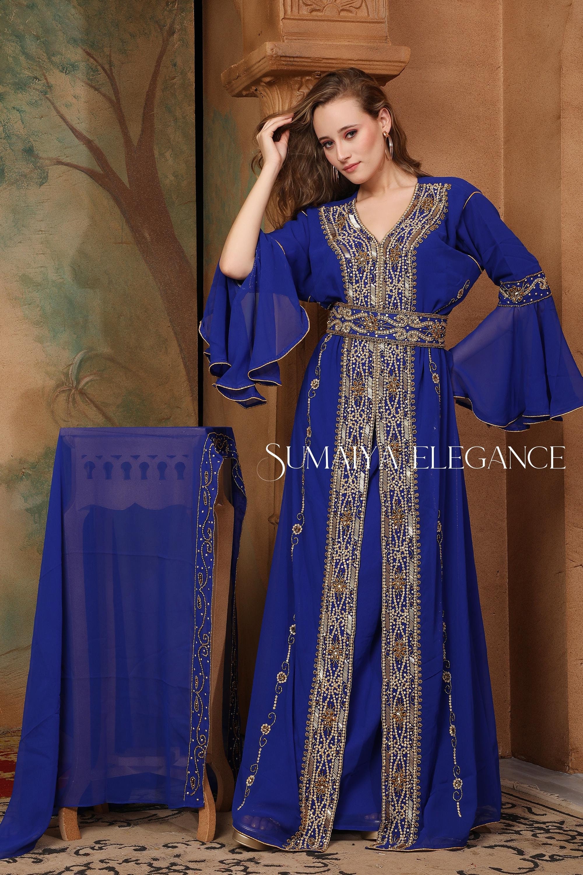 Malika Takchita Moroccan Caftan, Arabic Abaya Dress Dubai Kaftan