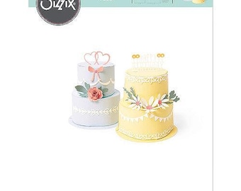 Sizzix Thinlits Plus Die Cake Pop-Up Set - Fustelle per torte a strati 3D per lavori di carta, creazione di biglietti e decorazioni per feste