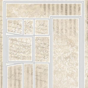 Può includere: Un set di fustelle per il paper crafting, con un telaio rettangolare con più ritagli a forma di finestra. Il design include il testo "Nature's Dream" e "Cutting Dies". Lo sfondo ha un'estetica vintage con elementi floreali e di scrittura.