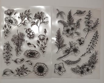 Timbri Trasparenti In Silicone Con Rami Per Scrapbooking E Biglietti Fai Da Te - Set 11x8 Cm