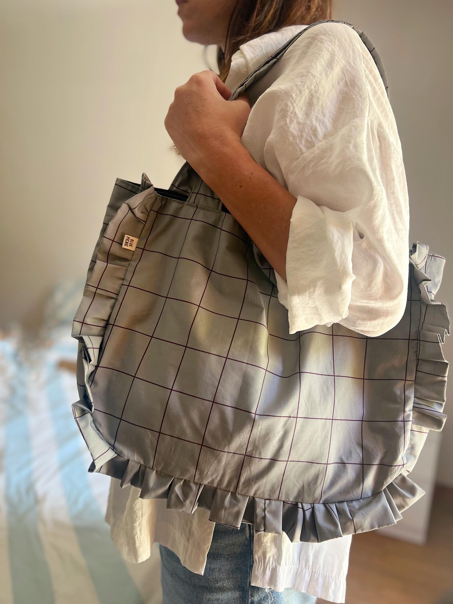 Ruffle Tote Bag, Shoulder Bag, Shopper Summer Market Bag - Etsy