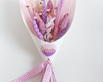 Pink Dried Flowers Bouquet, Home and Nursery Decor, Lilac Dried Flowers Mini Bunch, Wedding Decor