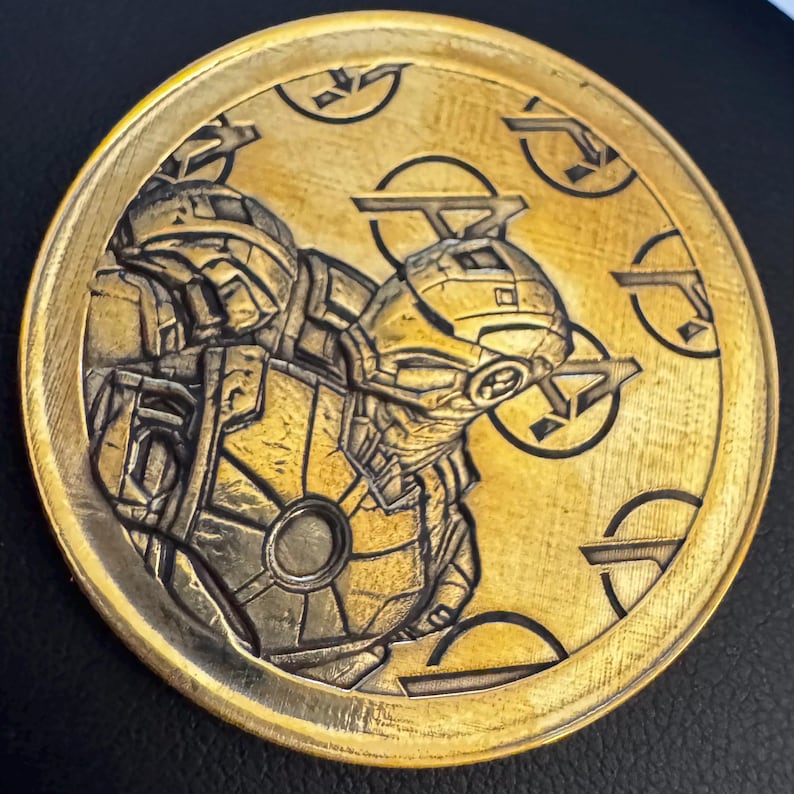 Challenge Coin IRON MAN, 3D Engraving, PNG, 3D Embossing, Laser ...