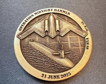 Challenge Coin - Midnight Hammer Challenge Coin, Coin Fidget, Worry, Gift, Brass, FREE SHIPPING.