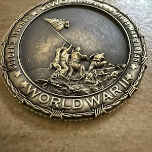 Challenge Coin - WW2, Iwo Jima, Fidget, Worry, Gift, Brass. FREE SHIPPING.