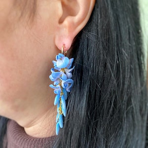 Earrings wisteria, earrings wisteria long flower, realistic wisteria earrings
