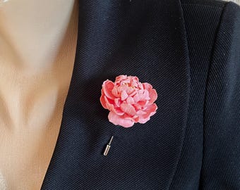 Pink Peony Brooch, Floral Brooch, Handmade Botanical Jewelry
