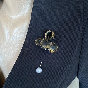 Black Iris Flower Brooch, Floral Brooch, Handmade Botanical Jewelry image 13