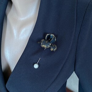 Black Iris Flower Brooch, Floral Brooch, Handmade Botanical Jewelry image 11