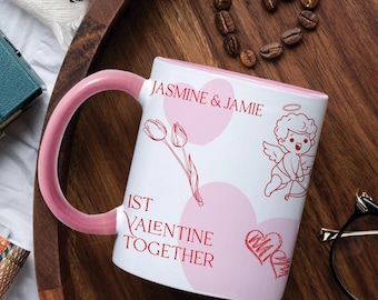 1st Valentines Together Mug, couple mug, valentines mug, romantic gift, custom name gift