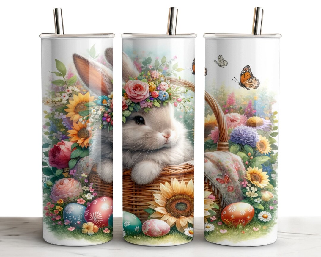 Easter Bunny Tumbler Wrap, 20 Oz Skinny Tumbler Sublimation Design ...