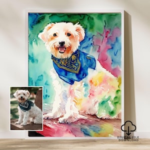 Pintura em aquarela personalizada a partir de foto, Retrato em aquarela personalizado a partir de foto, Pintura em aquarela personalizada para amantes de animais de estimação, Pintura de animais de estimação