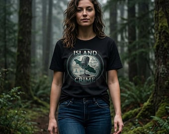 Camiseta Island Crime (UNISSEX) | Design de microfone para podcast de true crime