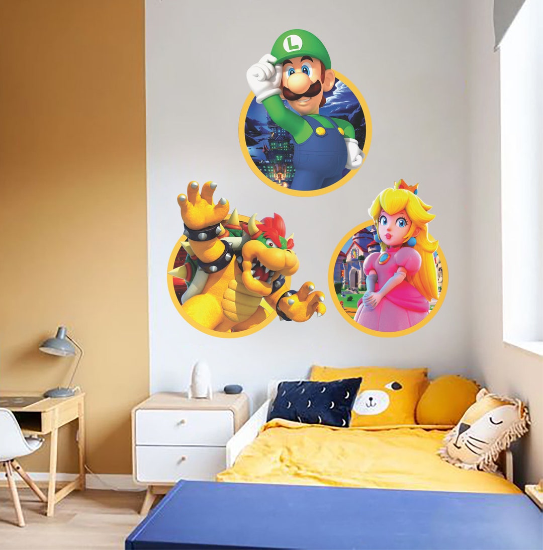 3D Super Mario Wall Sticker Nintendo Game Wall Mural for Kid Room ...