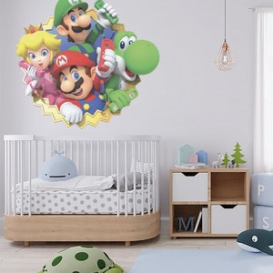 3D Super Mario Wall Sticker 3D Luigi Wall Decal Princess Peach Wall Mural Yoshi  Wallpaper for Preppy Room Decor