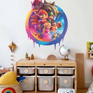 Super Mario Wandtattoo Luigi Wandkunst für Spielzimmer Wandbild Spielzimmer Wallpaper Kid Room Decor