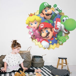 Super Mario Wall Sticker Nintendo Game Wall Mural for Kid Room Wallpaper Play Room Decoration