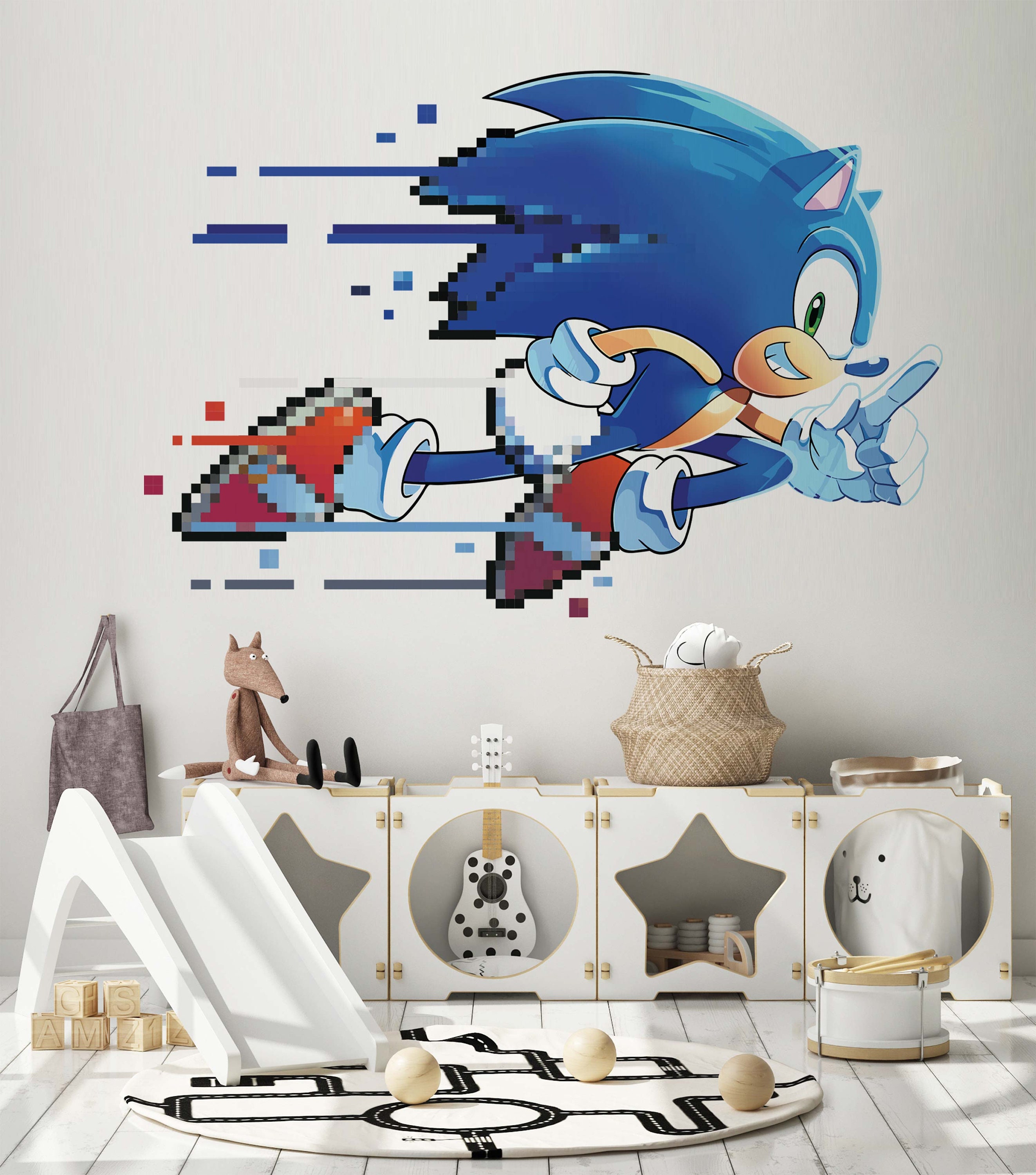 Sonic The Hedgehog Cartoon 3D Broken Wall Game Stickers muraux