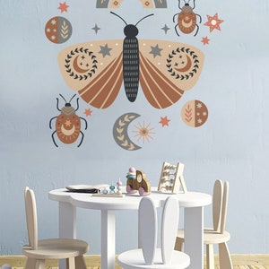 Peel and Stick American Traditional Zodiac Wall Decal Moth Astrology Wall Art for Kid Room Wall Sticker Bedroom Decoration