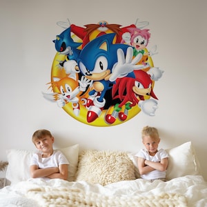 Peel And Stick Super Sonic Wall Decal Sonic The Hedgehog Wall Art Knuckles Wall Sticker for Kid Room Decor Play Room Decoration