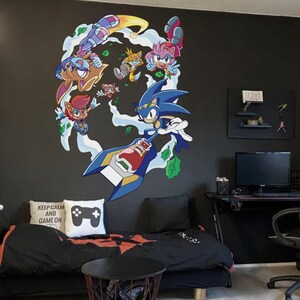 Peel And Stick Sonic The Hedgehog Wall Decal Sonic Wall Art Kid Room Wall Sticker for Boy Room Decor