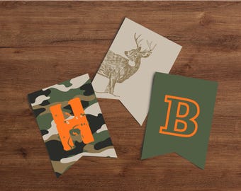 Jagd-Geburtstagsbanner, Hirsch Camo Party für Jungen, Digital Download Vorlage