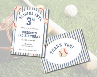 Baseball Birthday Invitation Suite (Digital Download)