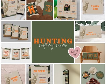 Hunting Birthday Bundle, The Big One, Camo Deer Boy Party Decor